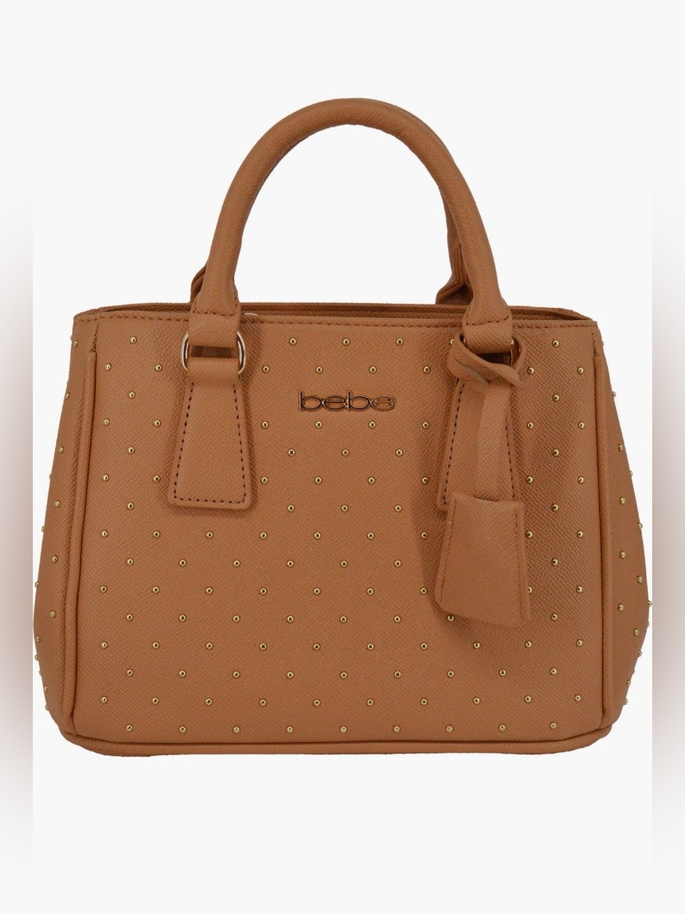 bebe Sagan Studded Mini Satchel in Camel